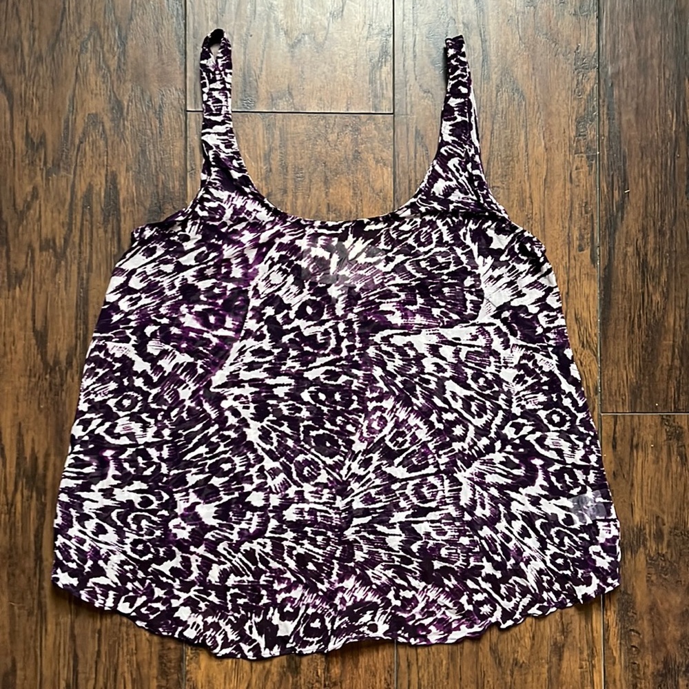 Rory Beca Purple/White Sheer Silk Sleeveless Top